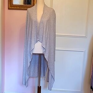 NWT H by HALSTON heathered grey fine knit waterfall cardigan